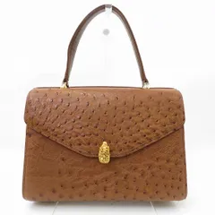 #anb ハンドバッグ 茶 オーストリッチ レザー JRA レディース [775094]