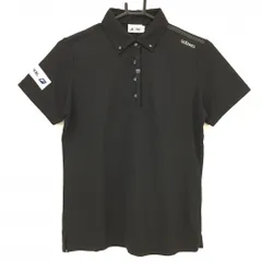 ★特価★【超美品】アディダス 半袖ポロシャツ 黒×白 3ラインステッチ ボタンダウン ワッペン adizero レディース L/G ゴルフウェア adidas