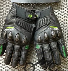 送料無料 8組セット バイク用グローブ プロテクター付 ネオングリーン