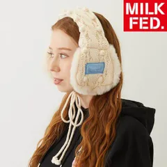 ミルクフェド 耳当て イヤーマフラー イヤーマフ レディース MILKFED CABLE KNIT EARMUFFS 103254054003 白 オフホワイト ブランド ネックウォーマー イヤマフ ロゴ おしゃれ 可愛い 防寒 冬小物 ファー ニット 人気