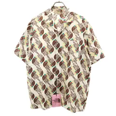 未使用 グッチ イタリア製 ノースフェイス コラボ シルク 総ロゴ 半袖 シャツ 46 アイボリー系 GUCCI x THE NORTH FACE 箱付き メンズ