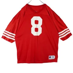 USA製チャンピオンCHAMPIONアメフトゲームシャツフットボールシャツユニフォーム赤レッド袖ロゴワッペンナンバリング#8YOUNGヴィンテージvintage40119