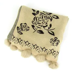 ピッコラコンテ マフラー ストール 未使用 ラビットファー 花柄 ブランド レディース ベージュ piccolaconte