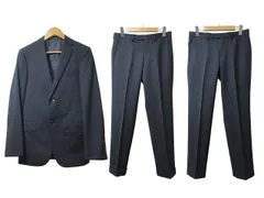 グリーンレーベルリラクシング ユナイテッドアローズ green label relaxing 美品 スーツ セットアップ パンツ2本 フォーマル シングル テーラード ジャケット パンツ スラックス シャドーストライプ ウール 44 S相当 72 紺 ネイビー