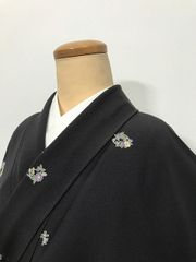 【中古】 Mサイズ 小紋 正絹 深紫地に花丸模様 袷着物 