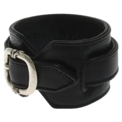CHROME HEARTS (クロムハーツ) RR TINY BUCKLE ロックンロール レザーブレスレット ブラック/シルバー 国内ギャランティのサムネイル