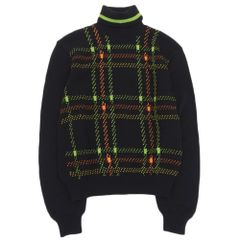 VERSACE ヴェルサーチ GIANNI VERSACE ロールネック ニットセーター トップス メンズ ブラック 50 ヴィンテージ 