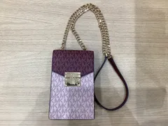 KA811 『美品』MICHAEL KORS マイケルコース シグネチャー チェーンショルダーバッグ スマホポーチ ボルドー×ピンク