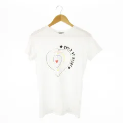 ディーゼル DIESEL Tシャツ クルーネック 丸首 半袖 プリント ハート ラバー S 白 ホワイト /CK10 ■GY19