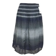 新品タグ付き コムサイズム  シャーリングスカート  軽い手触り 膝丈スカート 夏 接触冷感 L ネイビー 大きいサイズレディース