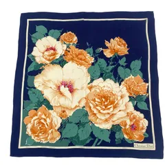 極美品 Christian Dior クリスチャン ディオール スカーフ シルク 花柄 ロゴ マルチカラー