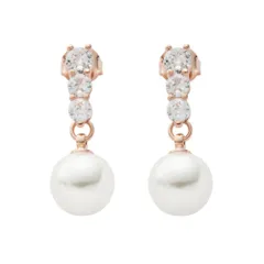 【ピンクゴールド×ピアス】[Cream dot. クリームドット公式] ピアス レディース  金属アレルギー ニッケルフリー パール ビジュー 3連 揺れる 結婚式 お呼ばれ 大人 