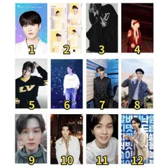 K-POP グッズ BTS SUGA シュガ トレカ 風 フォトカード １２枚セット #オリジナル #メール便可 #バンタン #防弾少年団 ＃ユンギ #AgustD #トレーディングカード