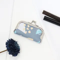 【bir】がま口印鑑ケース マルチミニケース 北欧柄 バードアイ 幾何学模様 受注生産 14日以内に発送