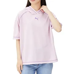 ★プーマ PUMA 新品 レディース 吸水速乾 快適な着用感 半袖 プルオーバー パーカー フーディー Lサイズ [680721-60-L] 二 弐★QWER★