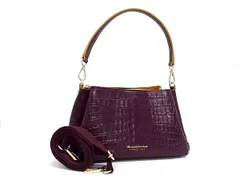 ■極美品■ Moda Principe  モーダプリンチペ クロコダイル型押しレザー 2WAY ハンドバッグ ショルダー ボルドー系 FS5125