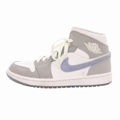ナイキ NIKE ウィメンズ エアジョーダン 1 ミッド ウルフグレー Women's Air Jordan 1 Mid Wolf Grey スニーカー シューズ ハイカット 25.5cm 白 ホワイト グレー BQ6472-105 /GV ■GY18のサムネイル