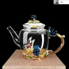 煎茶道具 古錫 陸裕隆造銘 鎚目花文 茶壷 茶心