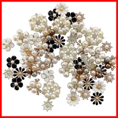 【フォロー割】パール付き ラインストーン ジュエリー用 チャーム DIY ハンドメイド フラワー 手芸材料 合金ペンダント 手作り素材 50個 クラフト用品のサムネイル