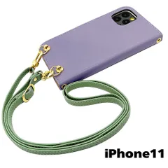 【新品未使用】iPhone11 アイフォン11 ストラップ付 手帳型スマホ ケース ショルダー (カバー色アッシュラベンダー、ストラップ色アッシュグリーン) カード収納 くすみカラー zflip51-strap24-iphone11-asla-asgr