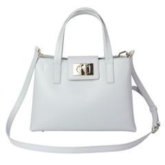 新品同様 FURLA フルラ 1927 M レザー 2way トートバッグ ショルダーバッグ ライトブルー レディース 古着 中古 USED