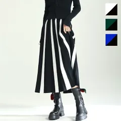 ストライプフレアプリーツスカート レディース 10代 20代 30代 韓国ファッション カジュアル 秋 冬 可愛い おしゃれ Aライン 白黒 ロング