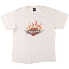 古着 90年代 ハーレーダビッドソン Harley-Davidson ファイヤーパターン モーターサイクル バイクTシャツ USA製 メンズL相当/eaa579907
