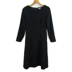 ナチュラルビューティーベーシック ワンピース 長袖 トップス ウール混 レディース Lサイズ ネイビー NATURAL BEAUTY BASIC 【中古】