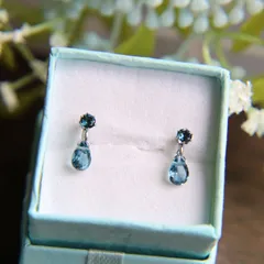 ロンドンブルートパーズの宝石の雫ピアス