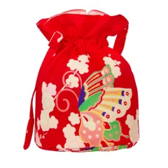 在庫処分 9カラー 小物 和風 成人式 卒業式 (D 七五三 浴衣バッグ 和柄 レディース 和装 着物 巾着バッグ 巾着 レッド) 袴 小 巾着ポーチ バッグ 浴衣 巾着袋 OTAKUMARKET