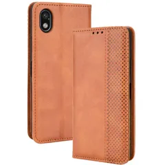 Xperia Ace III ケース 手帳 SO-53C SOG08 エクスペリアace3 エース3  チェック柄 合革 レトロ 手帳 ケース 【Color】 キャメル