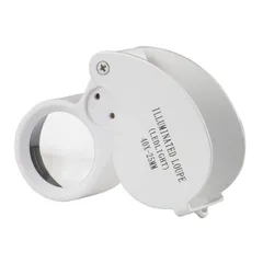 ジュエリールーペ 折り畳みメタルルーペ 　LED付き宝石用ルーペ 　ジュエリー鑑定ツール (ホワイト)