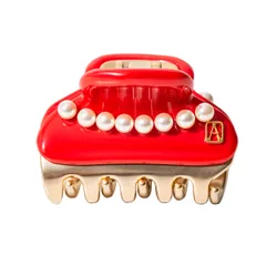 アレクサンドル ドゥ パリ ALEXANDRE DE PARIS ヘアアクセサリー クリップ ICC45 14339 37 R1 PINCE VENDOME 4.5CM ヴァンドーム Sサイズ パール 髪留め レディース レッド+ゴールド