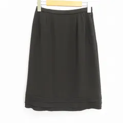 #a レリアン Leilian  タイト スカート 9号 チャコールグレー ティアード フリル 無地 日本製 レディース 934638 k01