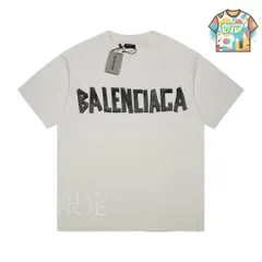 人気❤️BALENCIAGA バレンシアガ Tシャツ　半袖　ロゴ　ホワイト　S Balenciaga(バレンシアガ) Logo Crewneck Damaged Collar