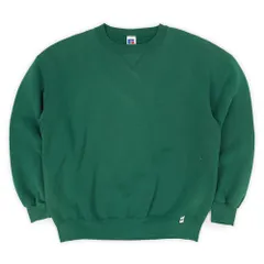ラッセル RUSSELL 90s 90年代 前V ブランクスウェット MADE IN USA アメリカ製 サンフェード クルーネック 無地 旧タグ ヴィンテージ 古着 メンズ スウェット トレーナー グリーン 緑 XL【中古】