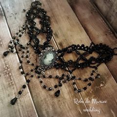 ゴシック風　黒いビーズチョーカー　ブラックチョーカー