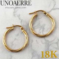 【新品】UNOAERRE ウノアエレ ピアス 18金 K18YG イエローゴールド フープピアス 両耳用 イタリア製 UNO08705【ジュエリーボックスプレゼント】のサムネイル