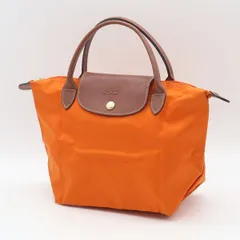  ロンシャン ルプリアージュ トップハンドルS オレンジ ナイロン レザー ゴールド金具 メンズ/レディース 折り畳み バッグ KRH 2000000 NSK