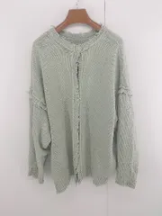 ◇ WHO'S WHO gallery ダメージ加工 オーバーサイズ 長袖 ニット カーディガン サイズ F グリーン レディース E  【1306160021695】