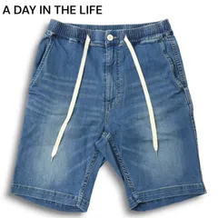 A DAY IN THE LIFE ユナイテッドアローズ USED加工★ ストレッチ イージー デニム ショート パンツ ジーンズ Sz.S メンズ