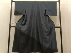 単衣　正絹紬　村山大島　黒　蚊絣　ライン文　カジュアル　150cm　l962 袷】藍墨茶地 蚊絣に十字絣文 大島紬 | 大山キモノ・ちぇらうな