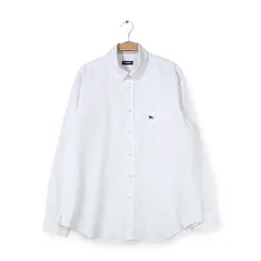 バーバリー ボタンダウンシャツ ワンポイントロゴ ノバチェック 長袖シャツ ホワイト BURBERRY LONDON メンズL 古着