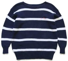 90s ラルフローレン ボーダー ボートネック コットンニット セーター 紺×白★オールド ビンテージ ロゴ刺繍 ネイビー オーバーサイズ