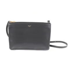 極美品★CELINE セリーヌ 19203 トリオ スモール スムースラムスキン ショルダーバッグ ブラック ゴールド金具 保存袋付き イタリア製
