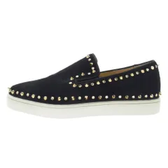 Christian Louboutin クリスチャンルブタン PIK BOAT FLAT スパイクスタッズ スリッポン スニーカー ブラック系 41【美品】【中古】