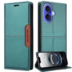 【人気商品】(グリーン 全面保護 スタンド機能 マグネット式 耐衝撃 高級PUレザー Phone16 iPhone16) カード収納付き [RFIDブロッキング] 財布型 スマホケース 手帳型 用 16 iPhone MUSECRASH