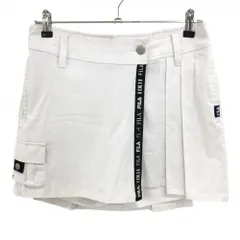 フィラゴルフ キュロットスカート 白 ロゴ総柄 一部プリーツ ウエスト後ろゴム レディース L ゴルフウェア FILA GOLF