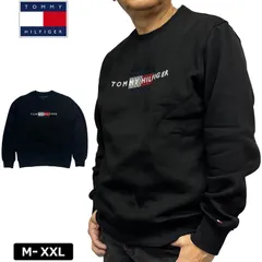【サイズ選択可】 TOMMY HILFIGER トミーヒルフィガー 2025 メンズ スウェット 裏起毛 クルーネック トレーナー XM06455 (BDS)ブラック 秋冬春 メンズウェア 新品【サードウェイブ ゴルフ＆スポーツ メルカリShops店】