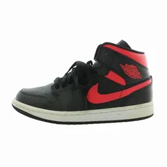 ナイキ NIKE エアジョーダン1 ミッド ブラック サイレンレッド ホワイト AIR JORDAN 1 MID BLACK SIREN RED WHITE スニーカー レザー ハイカット ロゴ US8.5 25.5cm 黒 ピンク BQ6472-004